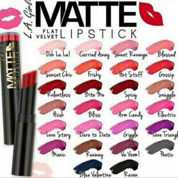 🍓 LA Girl Matte Flat Velvet Lipstick - Bite Me NIP - Picture 3 of 3